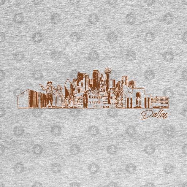 Dallas hand drawn skyline by SerenityByAlex